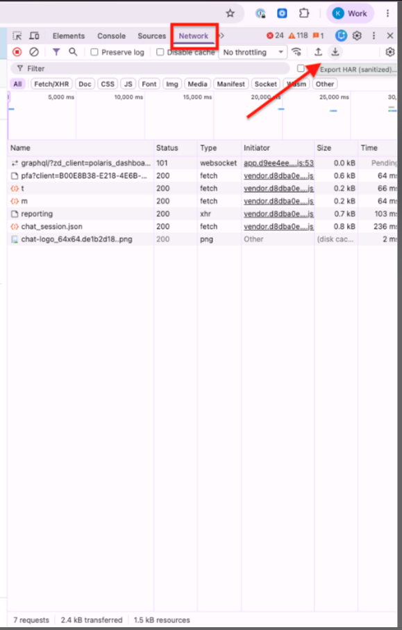 exporting the HAR file from the network tab.png